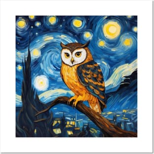 Night owl painting starry night Van Gogh  style Posters and Art